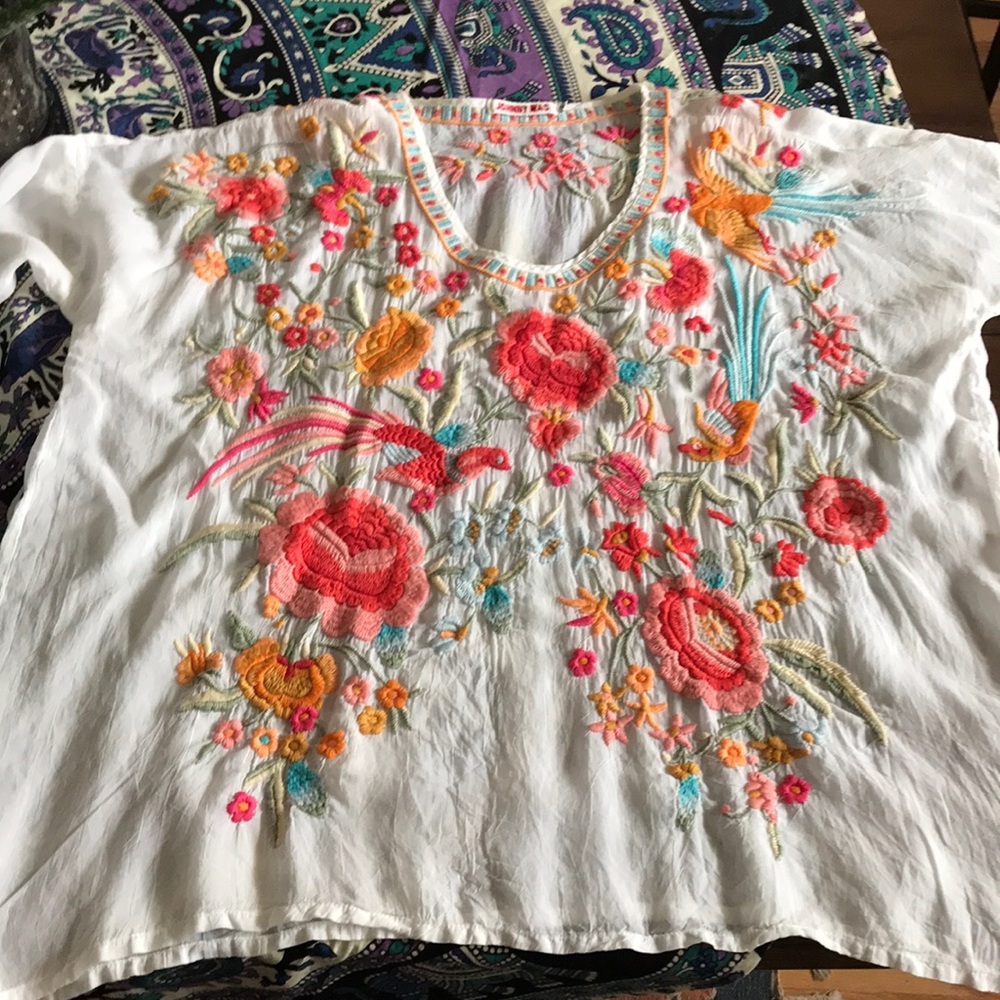 Johnny Was Embroidered Blouse Small *small stain